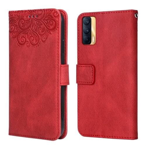 Luxury Leather Case for Realme V15 5G Flower Embossing RMX2202 RMX3193 Wallet Flip Phone Case for Realme V 15 5G Cover