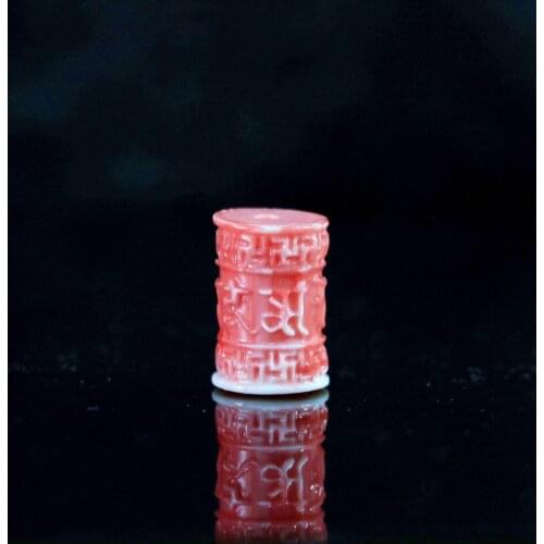 Pink synthetic coral 13x19mm drum cylinder column carving accessories loose beads DIY lady jewelry 5pcs B918