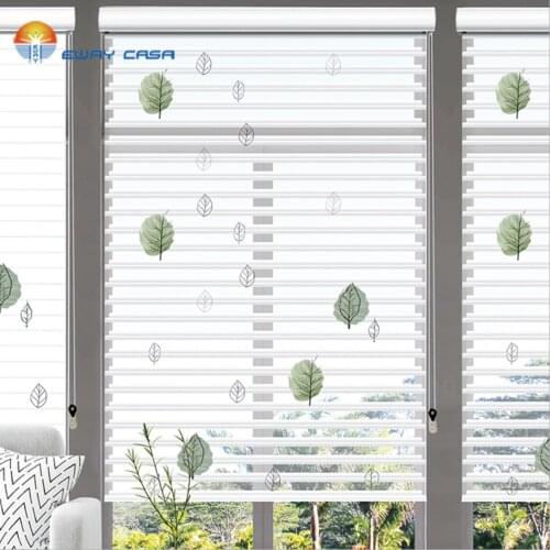 EWAY CASA HandPrinted Shangri-la Shades Switchable Triple Blinds For Living Bedroom Zebra BlindsNO_SB_SH