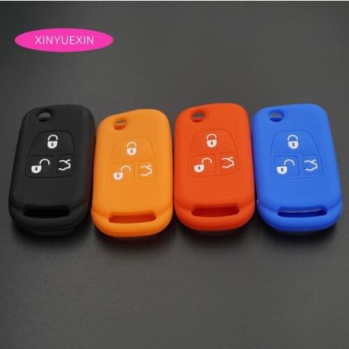 Xinyuexin Silicone Car Key Cover FOB Case For Mercedes Benz ML C CL Flip 3Button Remote Key Car-styling Key Case For Car