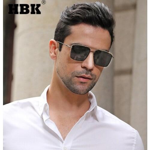 HBK New Vintage Polarized Square Sunglasses Men Women Small Metal Outdoor Driving Fishing Sun Glasses Male Zonnebril UV400