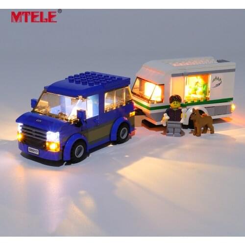 MTELE Brand LED Light Up Kit For 60117 City Series Van & Caravan Toy Building Blocks Compatile With 02048