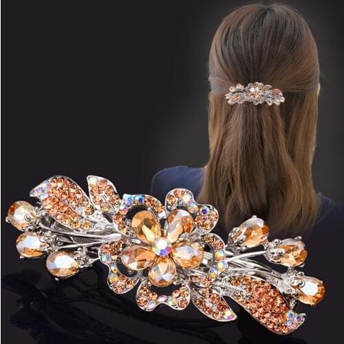 Korean version of crystal pearl hairpin flower top clip elegant ladies fashion hairpin jewelry