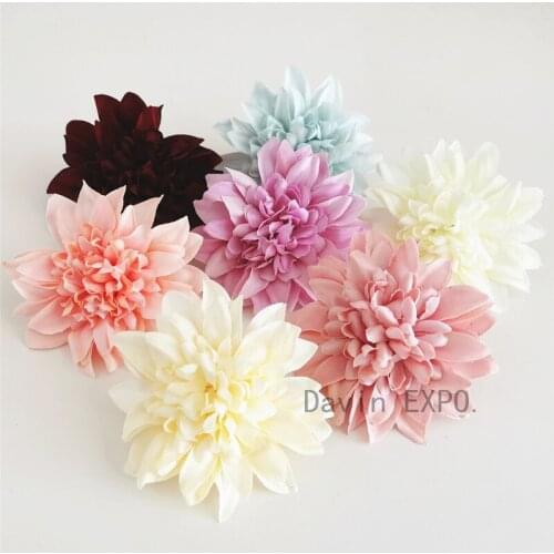 10pcs Artificial Dahlia Silk Flower Red Rose Heads For Wedding Decoration DIY Wreath Gift Box Scrapbooking Craft Fake Flowers