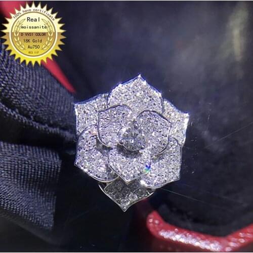 100%18K goldr ring D VVS moissanite ring Engagement&Wedding Jewellery with certificate 0013