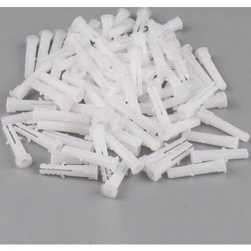 100 Pcs Plastic Expansion Tube Pipe Wall Anchors Plugs Expansion With Phillips Head Screw M6/ 8/ 10/ 12mm for Self-tapping Screw
