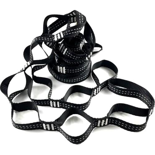 2Pcs 250cm Hammock Straps Camping Hiking Adjustable 15+1 Loops Webbing with Carabiners Hammock Straps Set