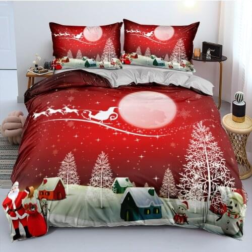 3D Duvet Cover and Pillowcase(s) Christmas Quilt Covers Set Bedding Sets 3-Piece Queen Bed Linen Bed Textiles