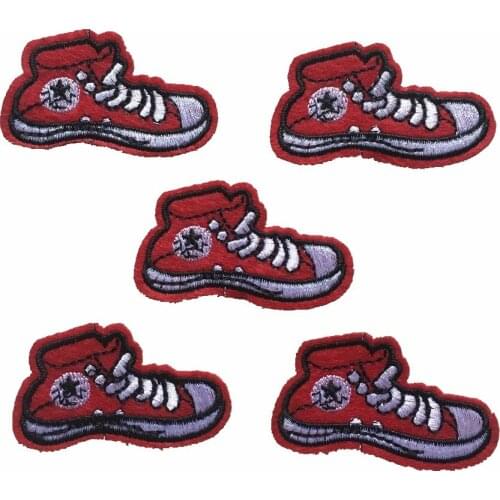 5pcs Embroidery Sneaker Gym Shoes Patches for Clothes DIY Sewing Accessories Iron on Embroidered Appliques Clothes Stickers