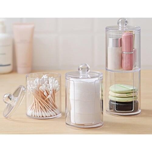 Acrylic Cotton Swab Makeup Organizer Storage Box Make Up Cotton Pad Holder Portable Container Cosmetics Organizer Storage Case