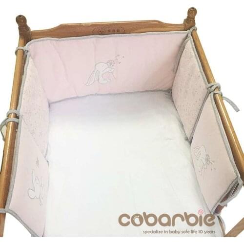 5pcs /Lot,180cm Length Infant Crib Bumper Bed Protector Baby Kids Rabit Knit Cotton Cot Nursery bedding knit bumper for girl