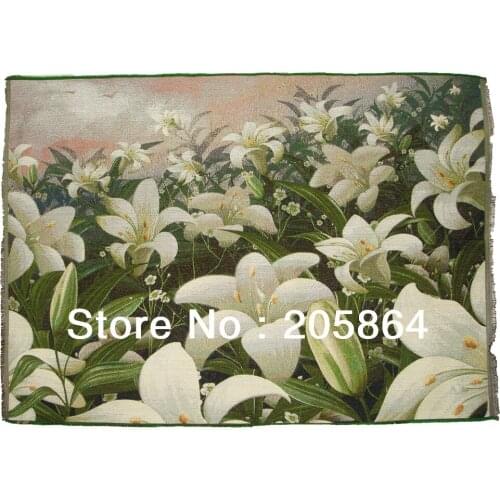 Free shipping hot sells decorative fabric picture, a lot of lily wall tapestry