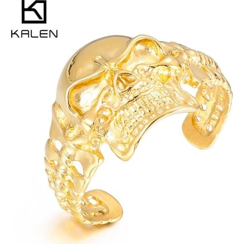 Titanium Steel Big Ghost Head Bangle For Men Skeleton Jewelry