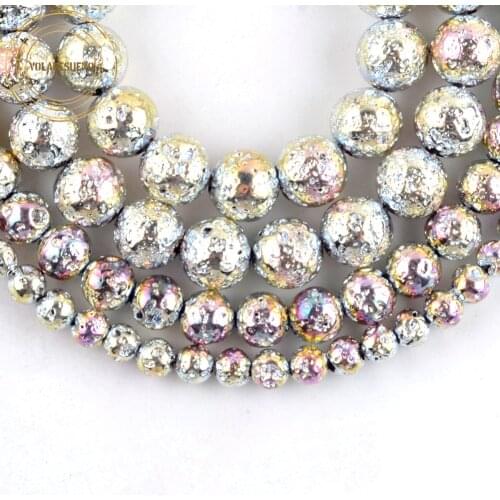 Wholesale Natural Yellow Multicolor Volcanic Lava Hematite Beads Round Loose Beads For Jewelry Making Diy Bracelet 4/6/8/10mm