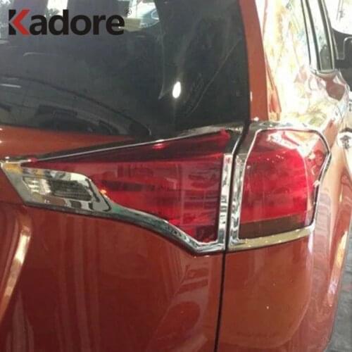 For Toyota RAV4 RAV 4 2013 2014 2015 Chromed Car Rear Lamp Frame Covers Taillight Case Shade Hood Protector Accessories
