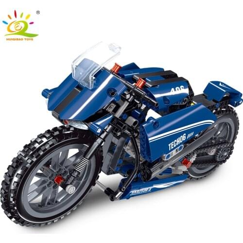 HUIQIBAO TOYS 334pcs Technical Speed Champion Motorcycle model Building Blocks Motorbike Racing Car Bricks set For Children gift