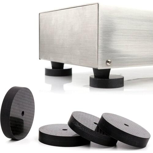 Hi-End Black Carbon Fiber Speaker Isolation 50X20mm Spike Base Pad Shoe Feet Hifi audio Amplifier cone speaker pad 4Pcs