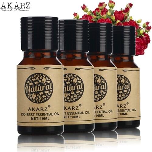 AKARZ Famous brand Frankincense Lotus Chamomile Clary Sage essential oil For Aromatherapy Massage Spa Bath skin care 10ml*4