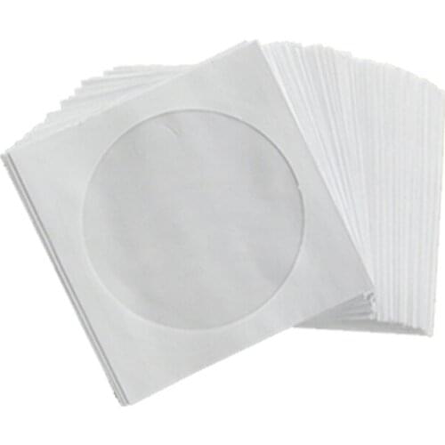 100Pcs Packs Paper Envelopes with Transparent Flap 8/12cm Blu-ray DVD Disc Covers Protective Sleeves Storage Case
