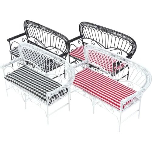 1:12 Dollhouse Miniature Sofa Living Room Garden Double Chair Double-Seat Sofa