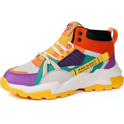 Mens Shoes Casual Sports New Trend Thick-soled Outdoor Casual Shoes Mid-high Top Sports Shoes Autumn Breathable