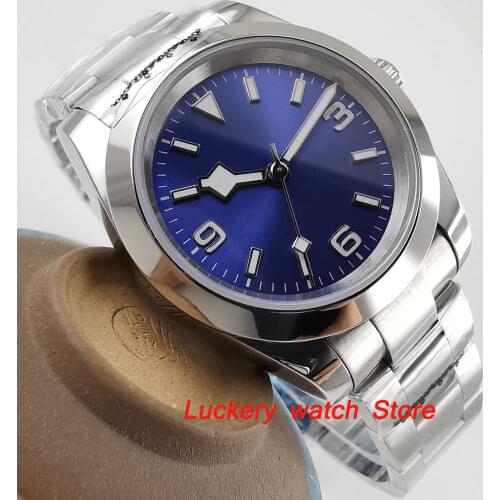 39mm Bliger blue dial luminous mens watch saphire glass polished bezel Automatic wrist watch-BA126