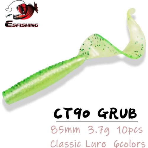 ESFISHING Soft Lure Grub CT90 85mm 3.7g 10pcs Fishing Baits Swimbait Jigging Lures Isca Artificial Flash