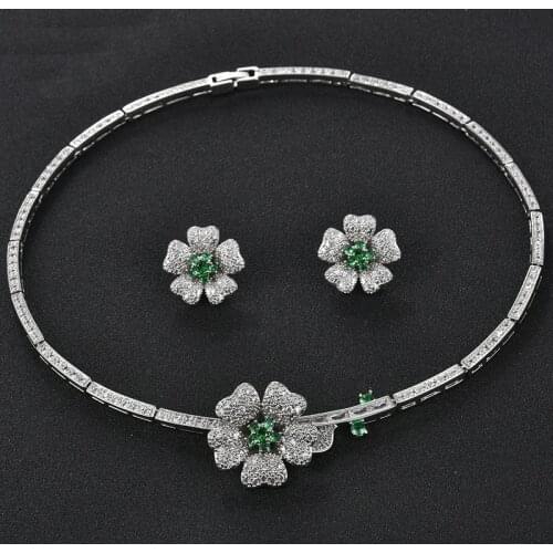 Exquisite Flower Shape bijoux mariage wedding decorations Big Zirconia Jewelry Set Africa Style