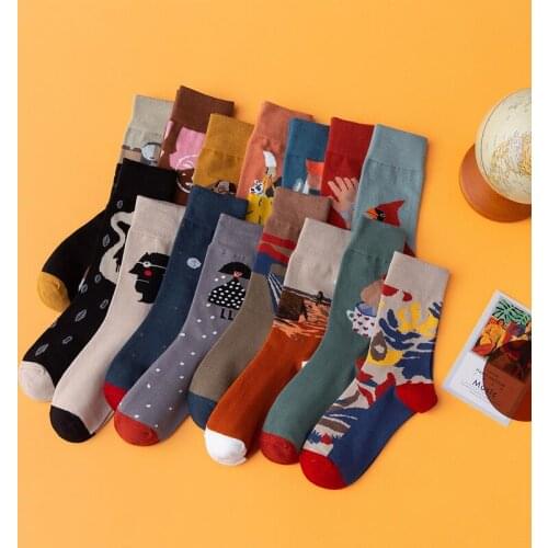 Women Socks 2021 New Personality Funny Socks Cartoon Printing Creative Comfort Cotton Breathable Happy Womens Socks Носки Girl
