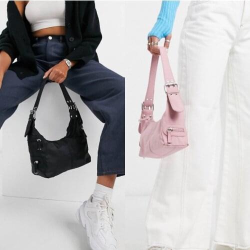 2020 New Nylon Women Baguette Bag Handbag England Style Ladies Shoulder Bag Designer Female Oxter Bag Chic Wide Strap