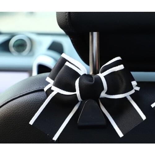 New Car Seat Back Storage Creative Cute Bowknot Vehicle Headrest Hook For Shopping Handbag Car Accessories