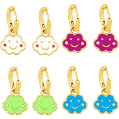 New Ins Cute Cloud Smiling face Earrings Simple Sweet Creative Drop Oil Cloud Earrings For Women Girls Fashion Jewelry Gift
