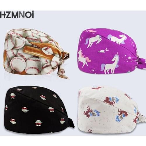 New Product Colorful Printed Nurse Cap Surgical Cap Pet Hospital Surgeon Cap Dentist Cap Beauty Salon Chef Dustproof Scrub Cap