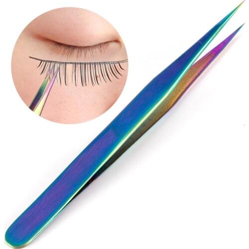 1Pcs Curved Straight Tweezers Rainbow Eyelash Extension Nails Decor Picker Dead Skin Remover Manicure Makeup Nail Tools