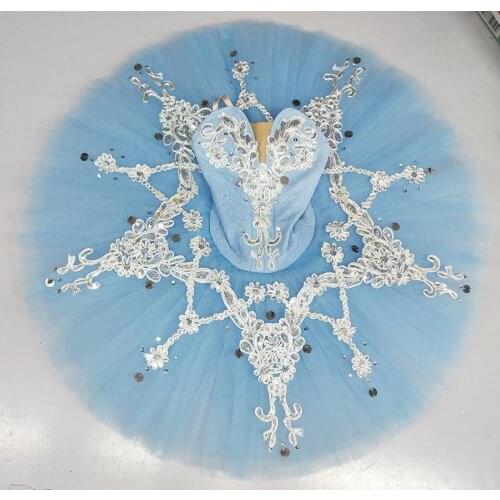 Professional Platter Tutu Blue Girls Classical Pancake Tutu Blue Bird Costume Bailarina Blue Professional Ballet Tutu For Women