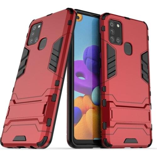 For Samsung Galaxy A21s Case Luxury Thin Hard Armor Protective Case for Samsung A21s A 21s Shockproof Bumper Cover Stand Holder