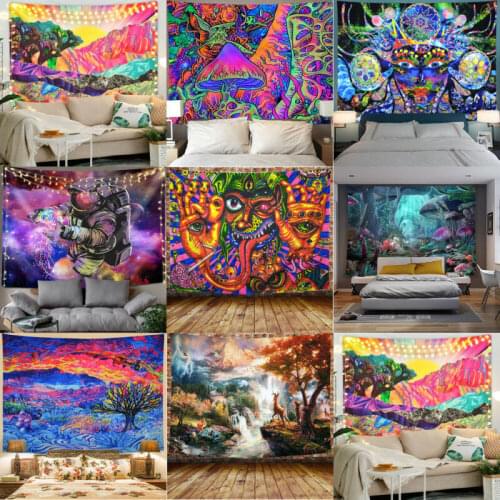 Psychedlic Mandala Tapestry Indian Wall Hanging Decor Beach Bohemian Hippie Bedspread Throw Home Decor Blanket Art