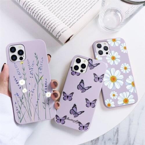 Luxury Flower Butterfly Matte TPU Phone Case For iPhone 11 12 Pro XS Max Cases For iPhone SE 2020 5 5S 6 6S 7 8 Plus X XR Cover