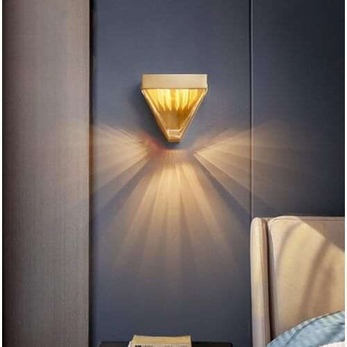 Light luxury postmodern crystal bedside wall lamp bedroom living room simple corridor aisle American wall lamp
