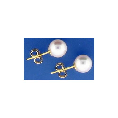 New Favorite Pearl Earrings AAA Grade 7-7.5MM Japanese Akoya Cultured Pearl Earrings Studs 18K Yellow Gold Hook Fine Jewelry