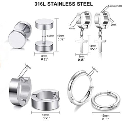 20 Pcs Stainless Steel Huggie Hinged Hoop Earrings Kpop Korean Hoop Dangle Earrings Kit for Women Men Fashion Unisex Jewerly