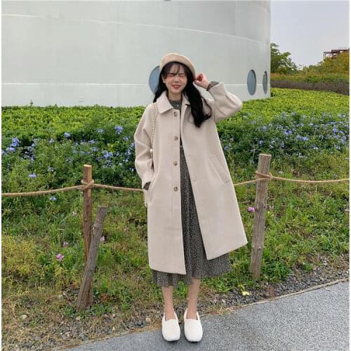 Retro mid-length woolen coat womens new autumn and winter coat women coats