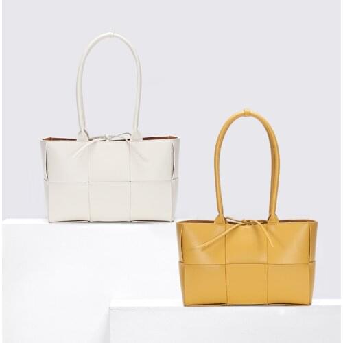 Spring Fashion Tote Bags Luxury Brand Bag for Women 2021 Trend Yellow Genuine Leather Handbag Composite Purse Bag