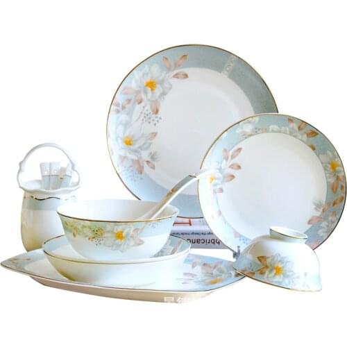 Wedding Guci bone china tableware set bowls and dishes Jingdezhen ceramics Hotel bowls and dishes set
