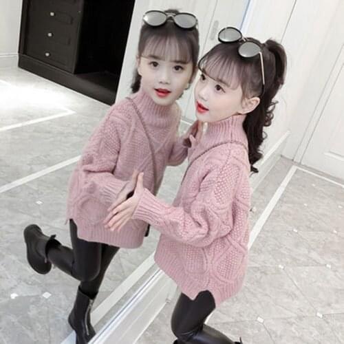 Girls Sweaters 2021 New Casual Spring and Autumn Clothing Pullover Sweater Thickened Mid-length Bottoming Sweater 10-12 Year Old