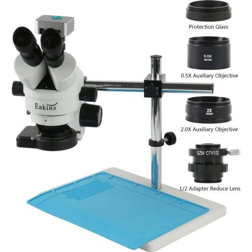 36MP 3.5-90X Simul Focal Continuous Zoom Trinocular Stereo Microscope Camera Vidoe C Mount Adapter Phone PCB Soldering Repair