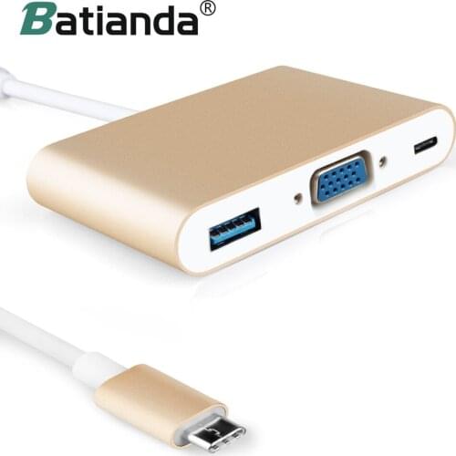 USB Type C to VGA Adapter - Multiport USB3.0 Hub Type-C Female with Charging & VGA Video Converter for Apple MacBook,ChromeBook