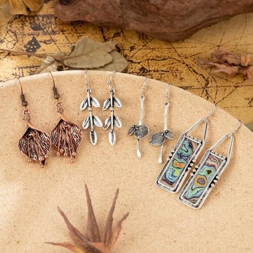 Vintage Dangle Earrings Flower Simple Square Earrings for Women High Quality Daily Bohemia Jewelry Free Shipping