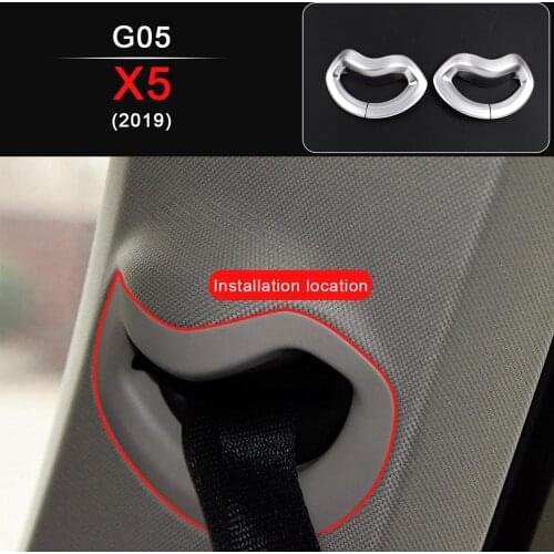 Interior Mouldings Car ABS Chrome Seat Belt Trim for BMW X5 G05 2019-2020 Model Seat Belt Decorative Cover Accessories