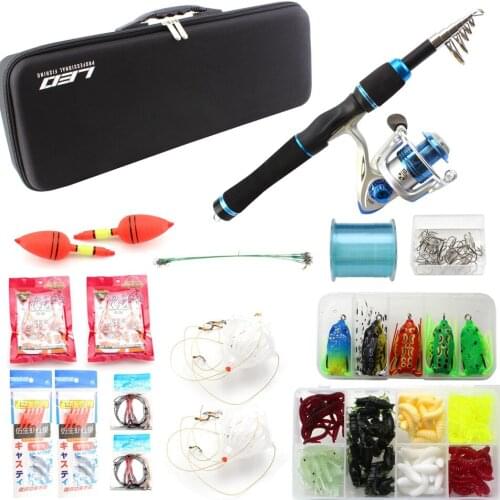 High Quality 1.65M telescopic Lure Rod Set Casting Spinning Rod Fishing Reel Fishing Rod Reel Line Lures Hooks Portable Bag